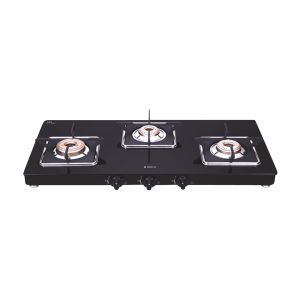 Elica 773 CT VETRO (SLIMLINE SPF AI) Toughened Glass Top 3 Burner Automatic Gas Stove (Square Euro Coated Grids, Black)