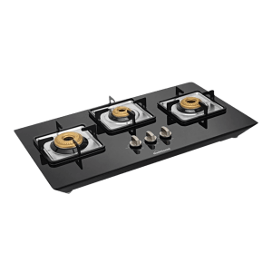 Sunflame CT-ELITE-3BR 3 Burner Manual Gas Stove (Euro Coated Pan Supports, Black)