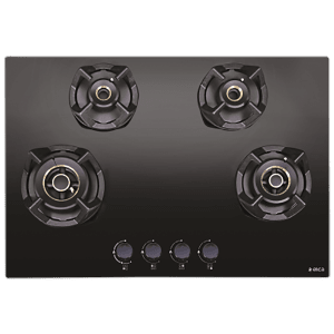 Elica CLASSIC FLEXI AB MFC 4B 75 MT Glass Top 4 Burner Automatic Electric Hob (Cast Iron Grid, Black)