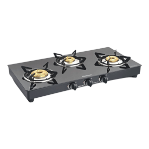 Sunflame PRIME 3B BK Toughened Glass Top 3 Burner Manual Gas Stove (Stainless Steel Drip Tray, Black)