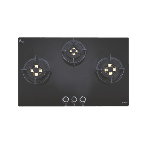 Elica FLEXI DFS FB MFC 3B 70 DX Toughened Glass Top 3 Burner Automatic Hob (Multi Flame Control, Black)