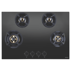 Elica CLASSIC FLEXI FB MFC 4B 75 MT Glass Top 4 Burner Automatic Electric Hob (Round Metallic Knob, Black)