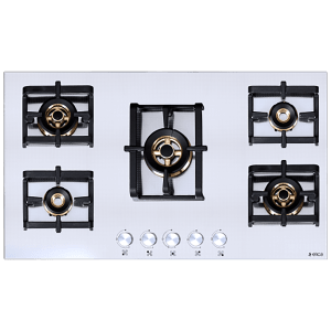 Elica INOX PRO FB MFC 5B 90 MT FFD 5 Burner Automatic Electric Hob (Round Metallic Knob, Stainless Steel)