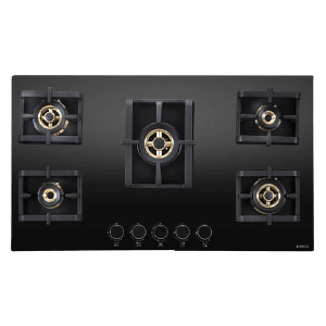 Elica PRO FB MFC 5B 90 MT Glass Top 5 Burner Automatic Electric Hob (Cast Iron Grid, Black)