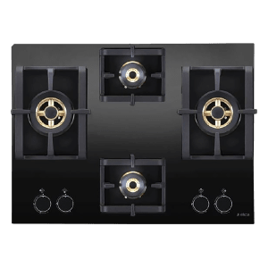 Elica PRO FB MFC 4B 70 DX Glass Top 4 Burner Automatic Electric Hob (Cast Iron Grid, Black)