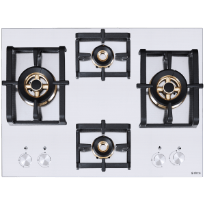 Elica INOX PRO FB MFC 4B 70 DX 4 Burner Automatic Electric Hob (Round Metallic Knob, Stainless Steel)