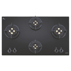 Elica FLEXI DFS FB 4B 70 TX Glass Top 4 Burner Automatic Electric Hob (Round Enamelled Grid, Black)