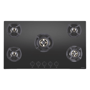 Elica CLASSIC FLEXI FB MFC 5B 90 MT FFD Glass Top 5 Burner Automatic Electric Hob (Flame Failure Device, Black)