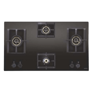 Elica PRO AB MFC 4B 91 DX FFD Glass Top 4 Burner Automatic Electric Hob (Cast Iron Grid, Black)