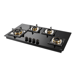 Glen 1094 XL SQ HTDBTR Toughened Glass Top 4 Burner Automatic Electric Hob (Vitreous Enamelled Pan Support, Black)