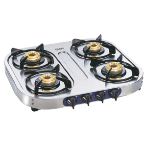 Glen 1044 HF 4 Burner Manual Gas Stove (360 Degree Revolving Nozzle, Silver)