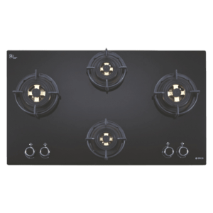 Elica FLEXI DFS FB 4B 91 TX 4 Burner Automatic Electric Hob (Round Metallic Knob, Black)