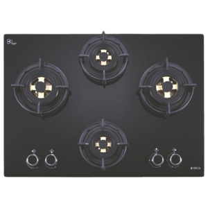 Elica DFS FB MFC 4B 70 DX FFD 4 Burner Automatic Electric Hob (Round Metallic Knob, Black)