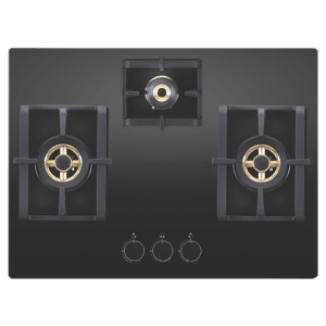 Elica DFS FB MFC 3B 70 DX FFD 3 Burner Automatic Electric Hob (Heavy Duty Multi Frame Burners, Black)