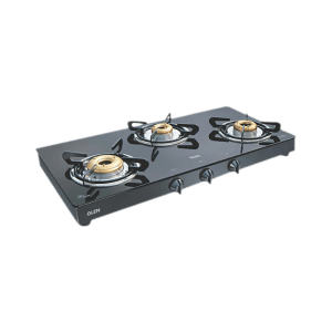 Glen 1033 GT XL FB BL DD Toughened Glass Top 3 Burner Manual Gas Stove (Scratch & Stain Resistant, Black)