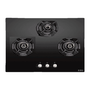 Elica CLASSIC AB 3B 70 DX Glass Top 3 Burner Automatic Electric Hob (Round Metallic Knob, Black)