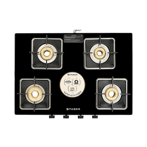 Faber Remo XL 4BB AI Glass Top 4 Burner Automatic Gas Stove (MS Power Coated Pan Support, Black)