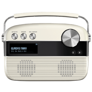 SAREGAMA Carvaan 6W Portable Bluetooth Speaker (5000 Pre Loaded Songs, Stereo Channel, White)