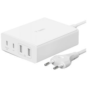 belkin BoostCharge Pro 108W Type A and Type C 4 Port GaN Charger (Fast Charge 3.0, White)