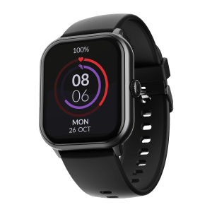 boAt Wave Spin Voice Smartwatch with Bluetooth Calling (46.9mm Display, IP68 Water Resistant, Charcoal Black Strap)