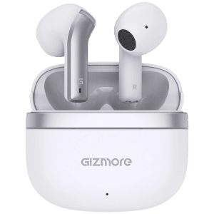 GIZmore Gizbud 809P TWS Earbuds with Environmental Noise Cancellation (Water Resistant, Immersive Bass, White)