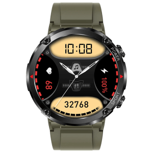 FIRE-BOLTT Sphere Smartwatch with Bluetooth Calling (40.6mm HD Display, IP68 Water Resistant, Green Forest Strap)