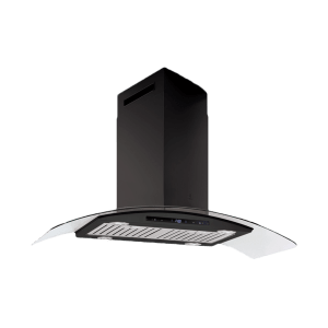 elica ISMART GLACE TRIM BF ISLAND LTW 90 90cm Ductless Ceiling Mounted Chimney with Motion Sensor (Black)