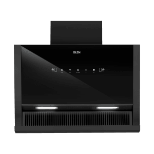 GLEN 6072 SX BL MS 75cm 1200m3/hr Ducted Auto Clean Wall Mounted Chimney with Touch Control Panel (Black)