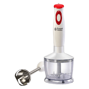 Russell Hobbs 300 Watt Hand Blender with 2 Attachments (Splash Free Design, White)