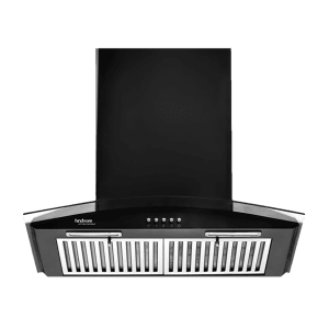 hindware Fabio 60cm 1100m3/hr Ducted Wall Mounted Chimney with Push Button Control (Black)