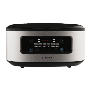 SHARP 5 Litre Electric Twin Cooker with Touch Control Operations (Silver)