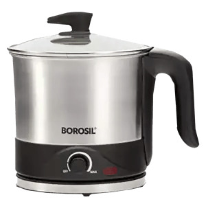 BOROSIL Omni 600 Watt 1.5 Litre Electric Kettle with 360 Degree Rotation Base (Silver)