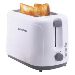 BOROSIL Krispy 700W 2 Slice Pop-Up Toaster with Temperature Control (White)