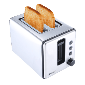 Croma 750W 2 Slice Pop-Up Toaster with Reheat Function (Silver)