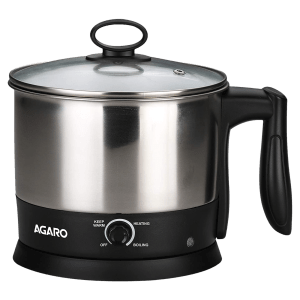 AGARO Esteem 600 Watt 1.2 Litre Multi Cook Electric Kettle with Rapid Boil Technology (Silver/Black)