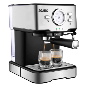 AGARO Imperial 1100 Watt 6 Cups Automatic Cappuccino & Espresso Coffee Maker with Analog Dial Thermometer (Silver)