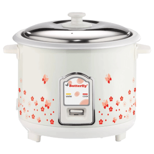 Butterfly Blossom 1.8 Litre Electric Rice Cooker with Cool Touch Body (White)