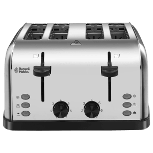 Russell Hobbs 1500W 4 Slice Pop-Up Toaster with Removable Crumb Tray (Silver)