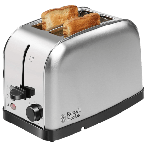 Russell Hobbs 850W 2 Slice Pop-Up Toaster with Removable Crumb Tray (Silver)