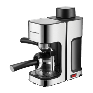 WONDERCHEF Regalia 1000 Watt 4 Cups Automatic Espresso, Cappuccino & Latte Coffee Maker with Removable Drip Tray (Steel)