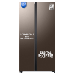 SAMSUNG 644 Litres 3 Star Auto Defrost Side by Side Refrigerator with Twin Cooling Plus (RS76CG8133DXHL, Luxe Brown)