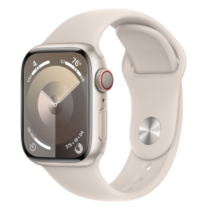 Apple Watch Series 9 GPS+Cellular with Starlight Sport Band - S/M (41mm Display, Starlight Aluminium Case)