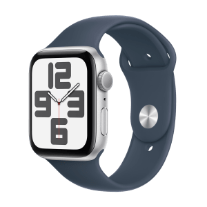 Apple Watch SE GPS with Storm Blue Sport Band - M/L (44mm Display, Silver Aluminium Case)