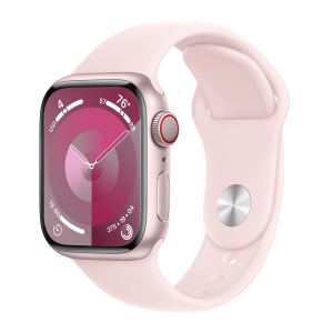 Apple Watch Series 9 GPS+Cellular with Light Pink Sport Band - S/M (41mm Display, Pink Aluminium Case)