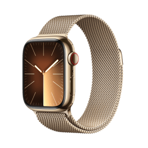 Apple Watch Series 9 GPS+Cellular with Gold Milanese Loop - S/M (41mm Display, Gold Stainless Steel Case)