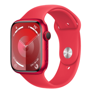 Apple Watch Series 9 GPS+Cellular with Red Sport Band - S/M (45mm Display, Red Aluminium Case)