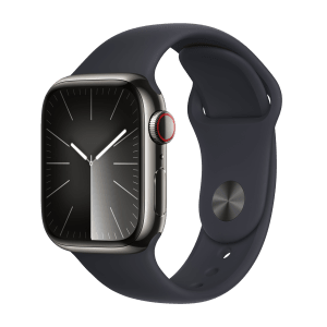 Apple Watch Series 9 GPS+Cellular with Midnight Sport Band - S/M (41mm Display, Graphite Stainless Steel Case)