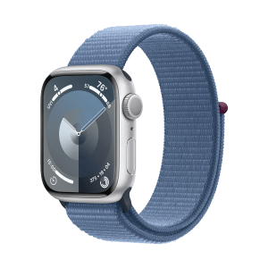 Apple Watch Series 9 GPS with Winter Blue Sport Loop - S/M (41mm Display, Silver Aluminium Case)