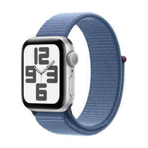 Apple Watch SE GPS with Winter Blue Sport Loop - S/M (40mm Display, Silver Aluminium Case)