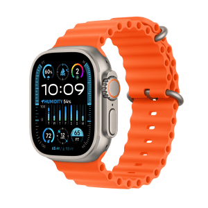 Apple Watch Ultra 2 GPS+Cellular with Orange Ocean Band - M/L (49mm Display, Titanium Case)